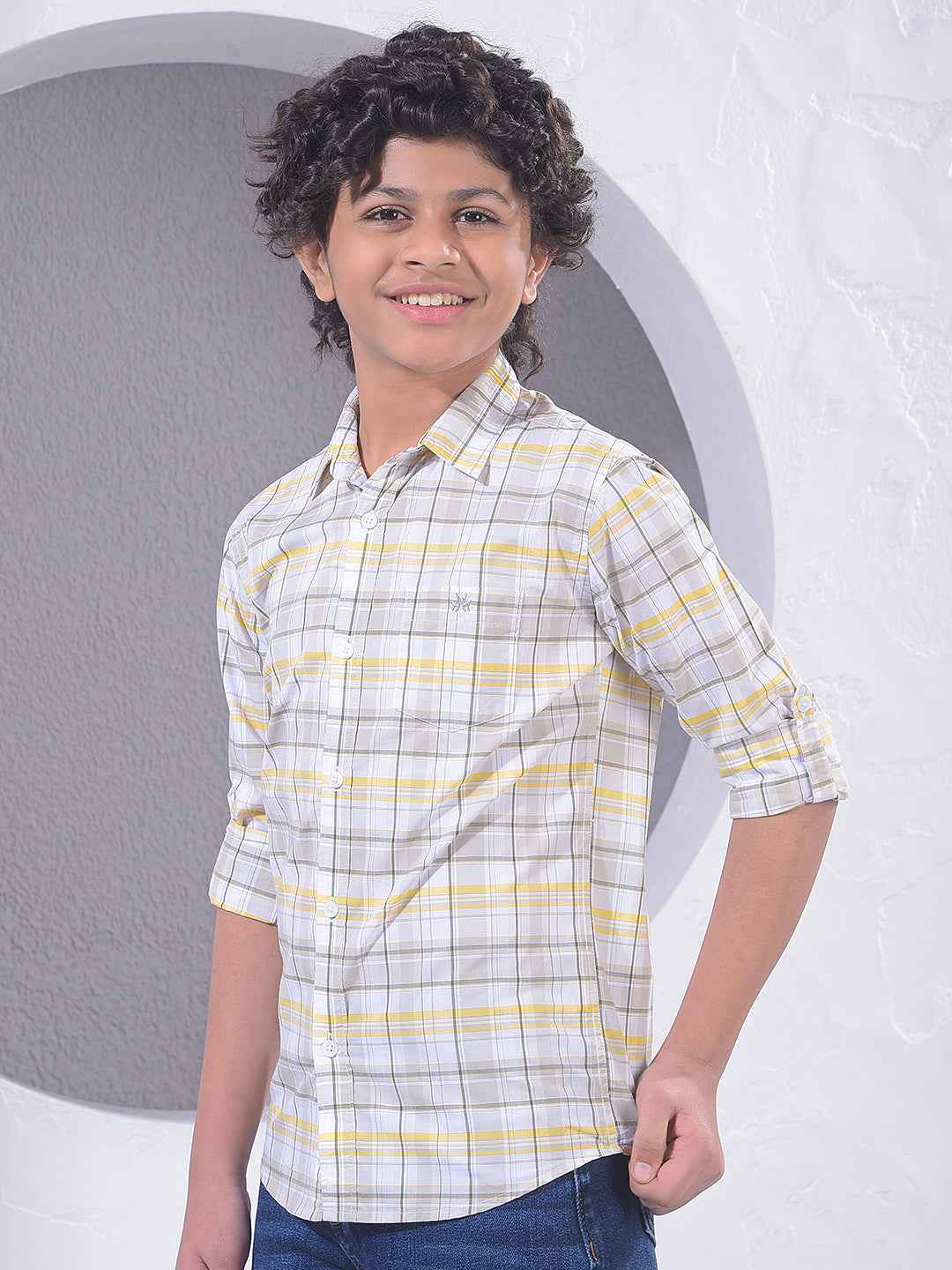 Yellow Checked 100% Cotton Shirt