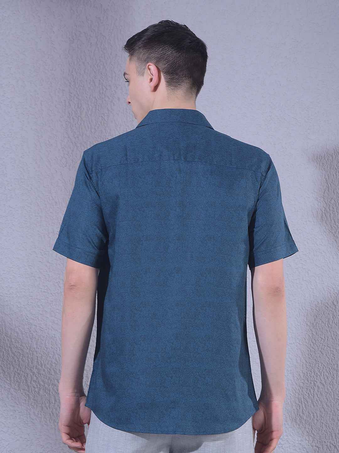 Green Floral Print Modal Shirt