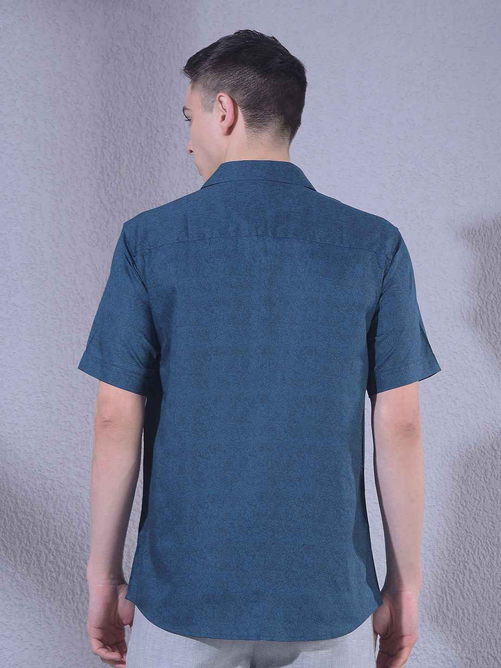 Green Floral Print Modal Shirt