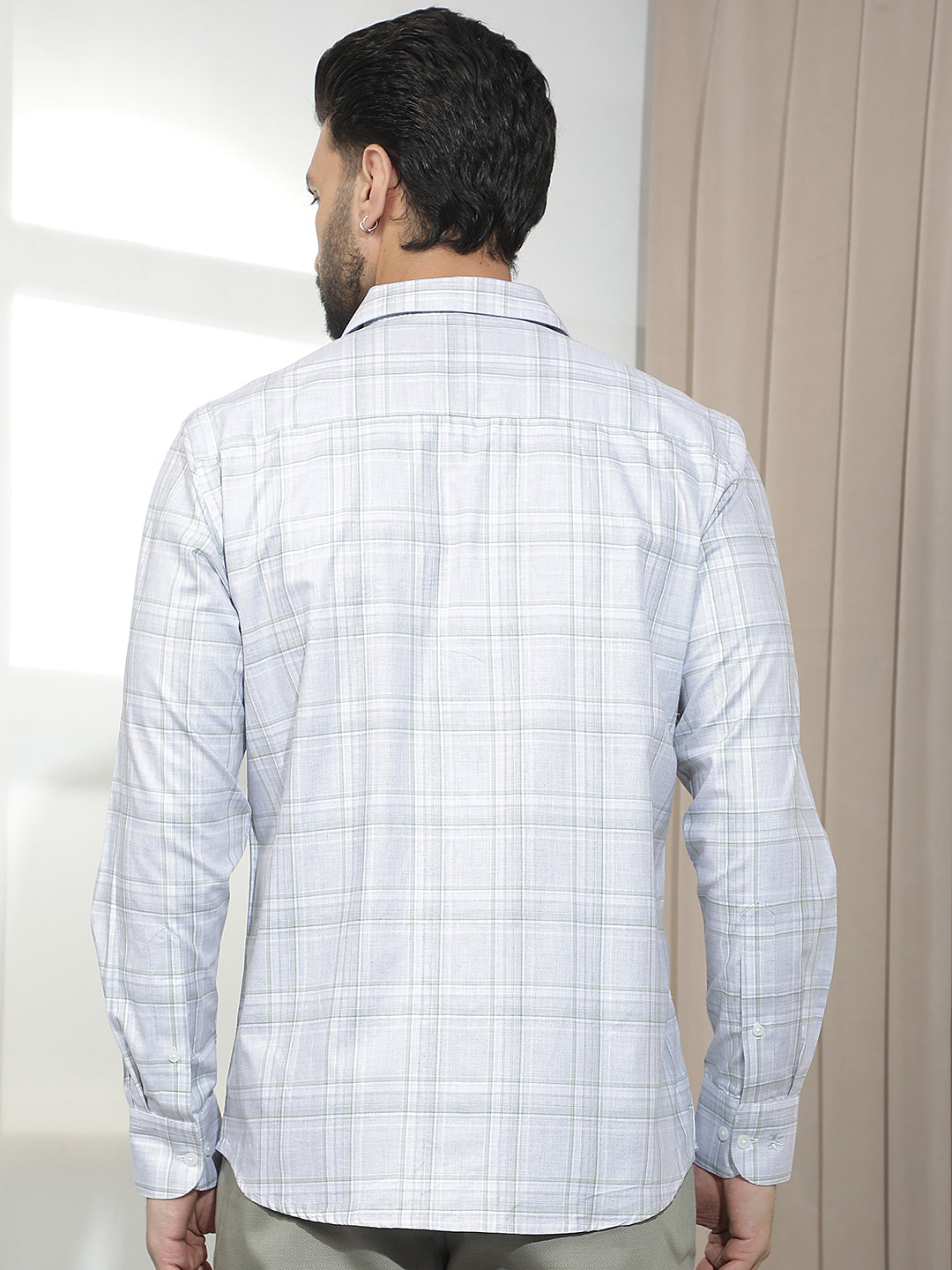 Chic Olive Green Checked Shirt