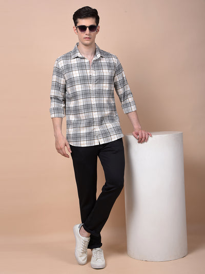Grey Checked 100% Cotton Shirt