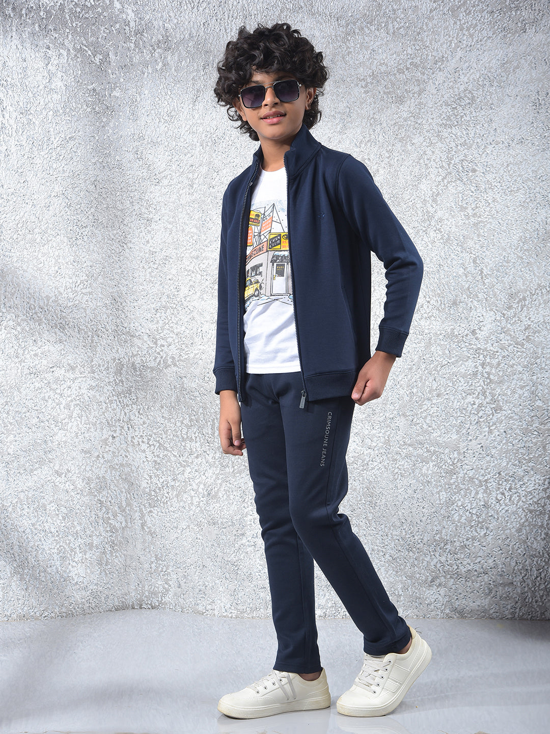 Stretch Fabric Navy Blue Sweatshirt