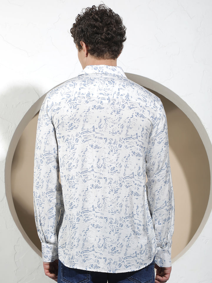 Minimalist Deep Blue Printed Shirt