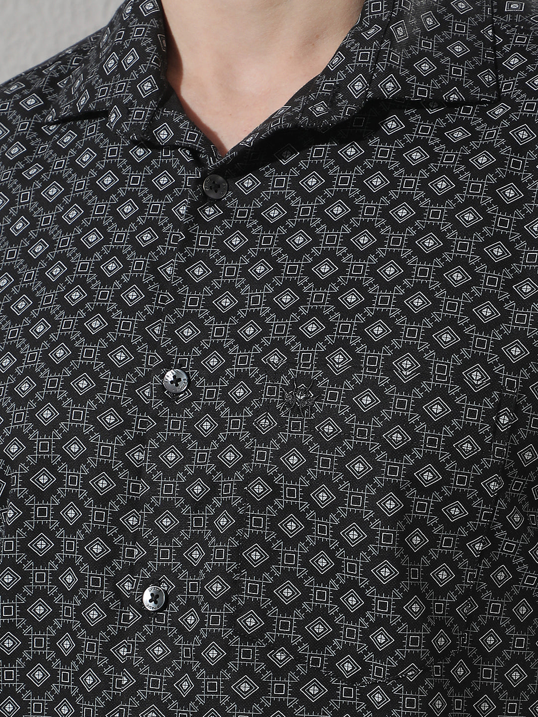 Black Geometric Print Shirt