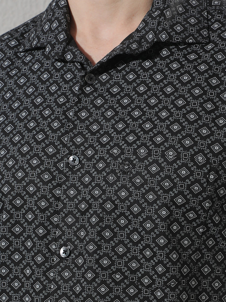 Black Geometric Print Shirt