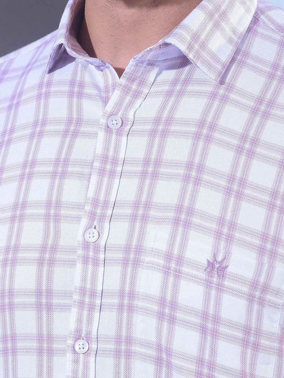 Purple Checked 100% Cotton Shirt