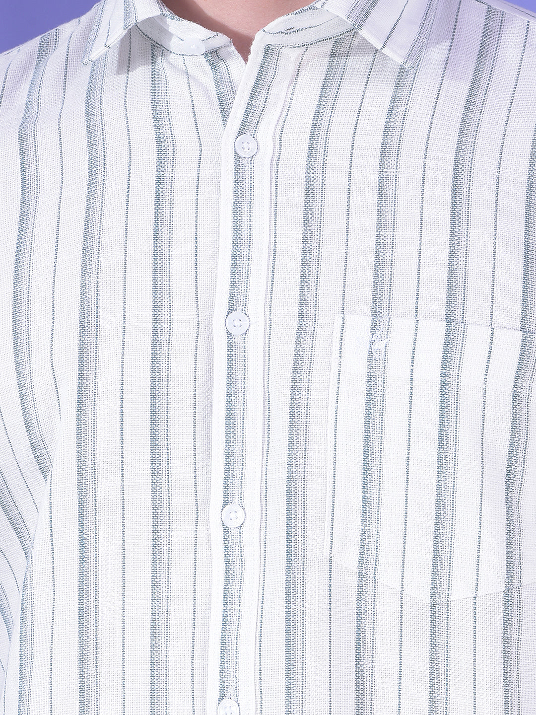 White Vertical Stripes 100% Cotton Shirt