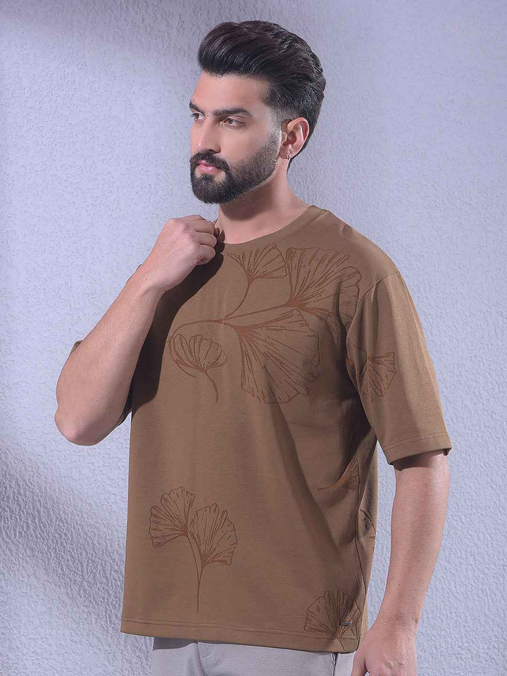 Brown Jacquard Oversize T-Shirt