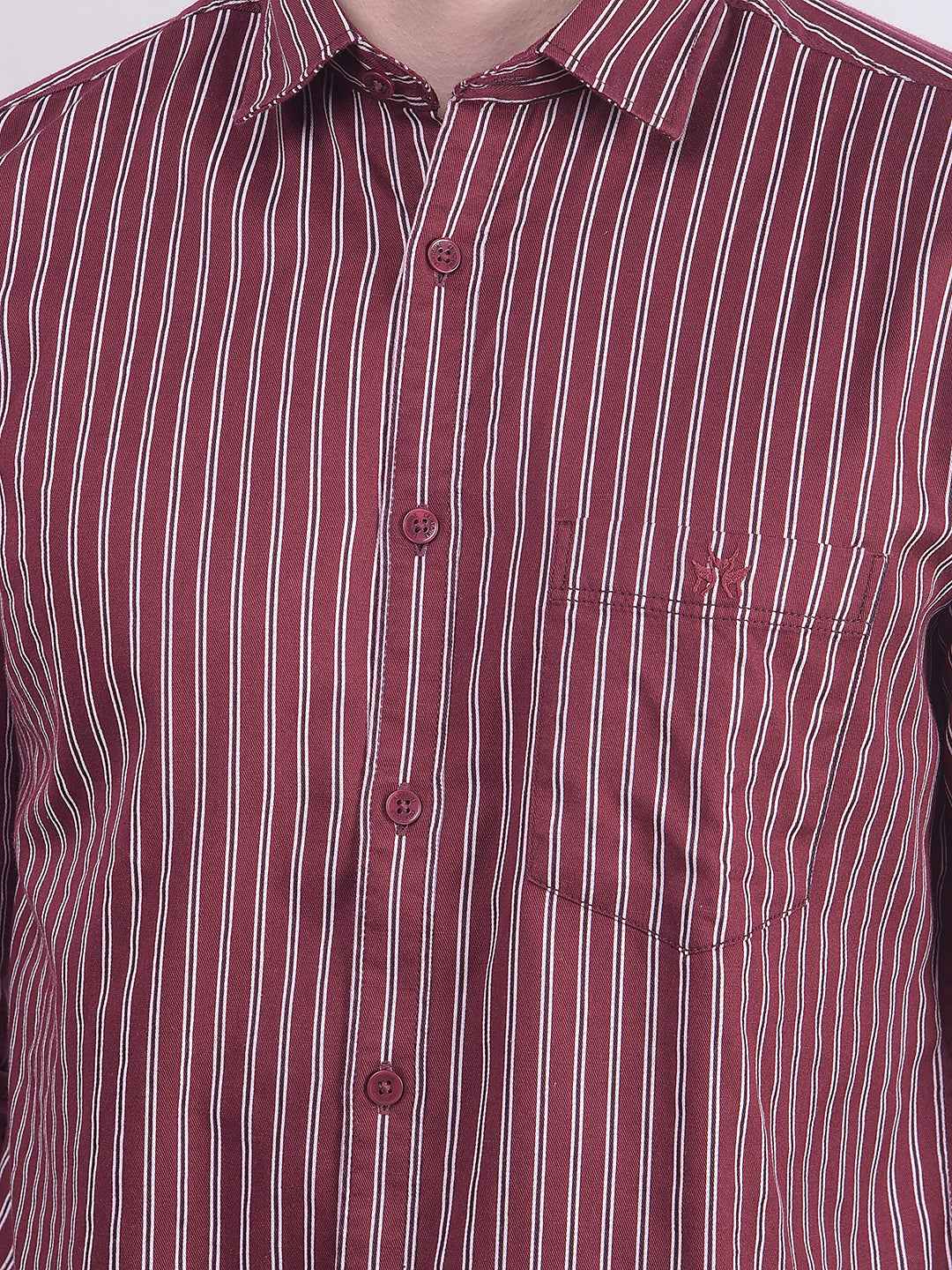 Maroon Vertical Stripes Shirt