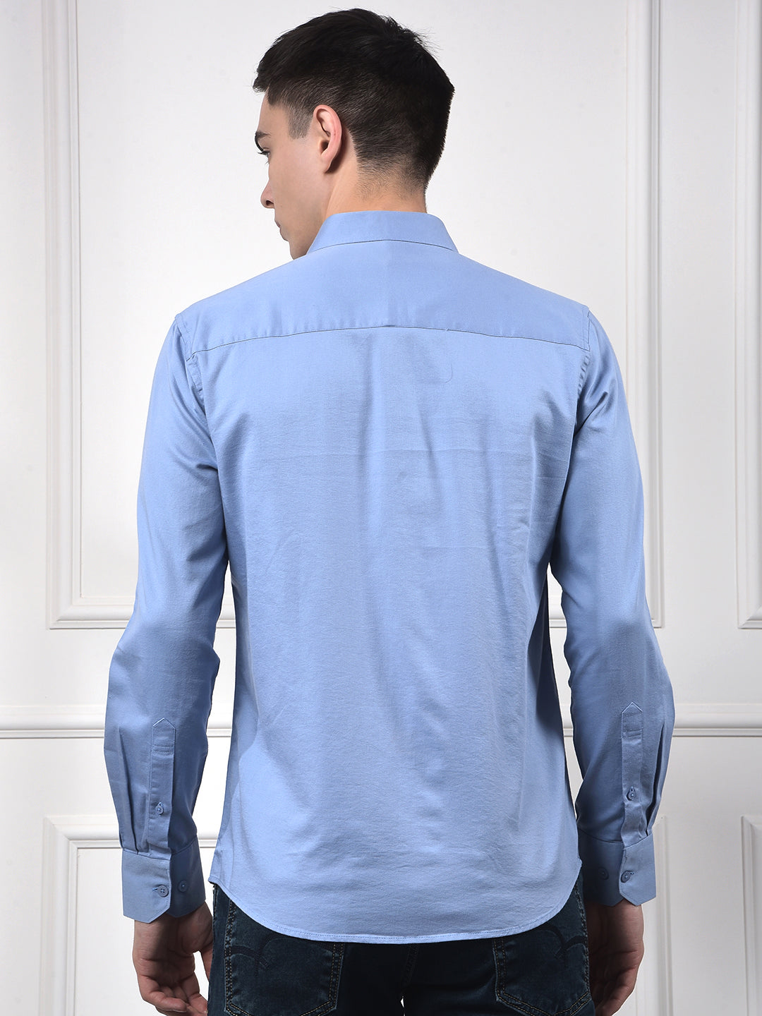 Steel Blue Blended Slim Fit Shirt