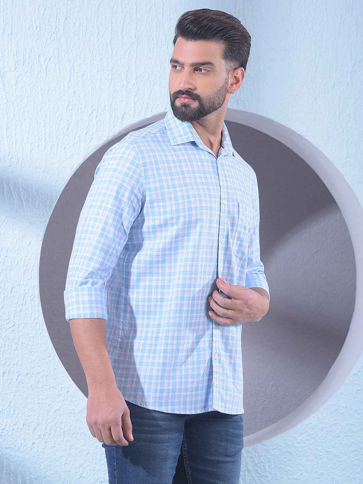 Blue Checked 100% Cotton Shirt