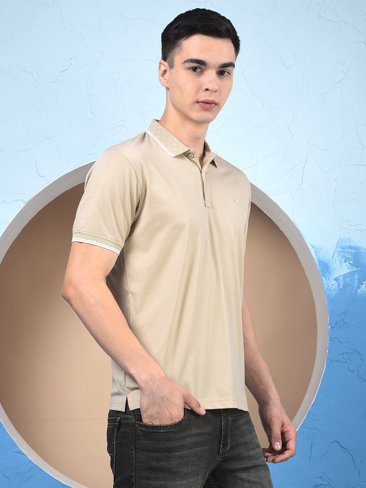 Beige Polo-Neck T-Shirt