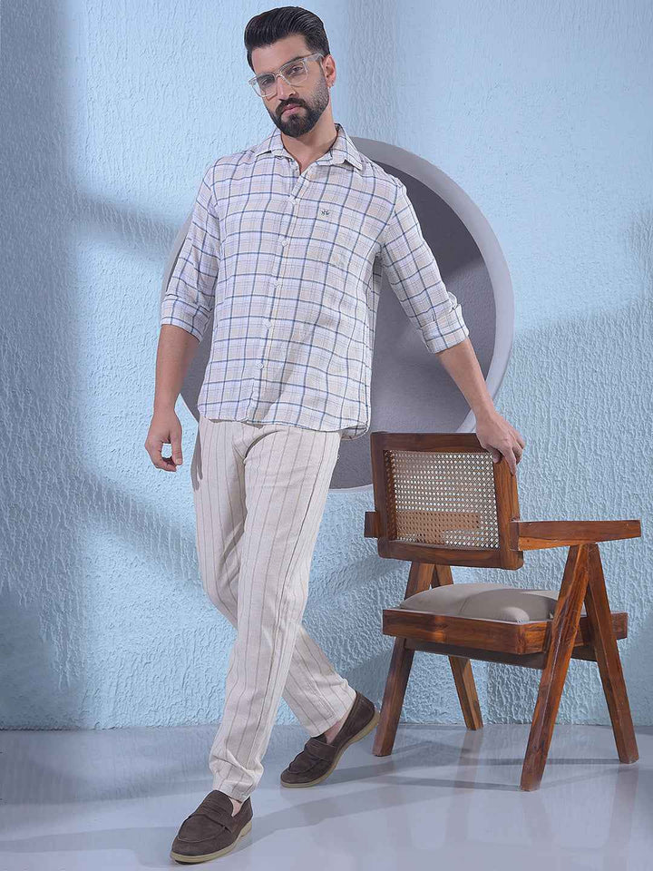 Grey Checked Linen Shirt