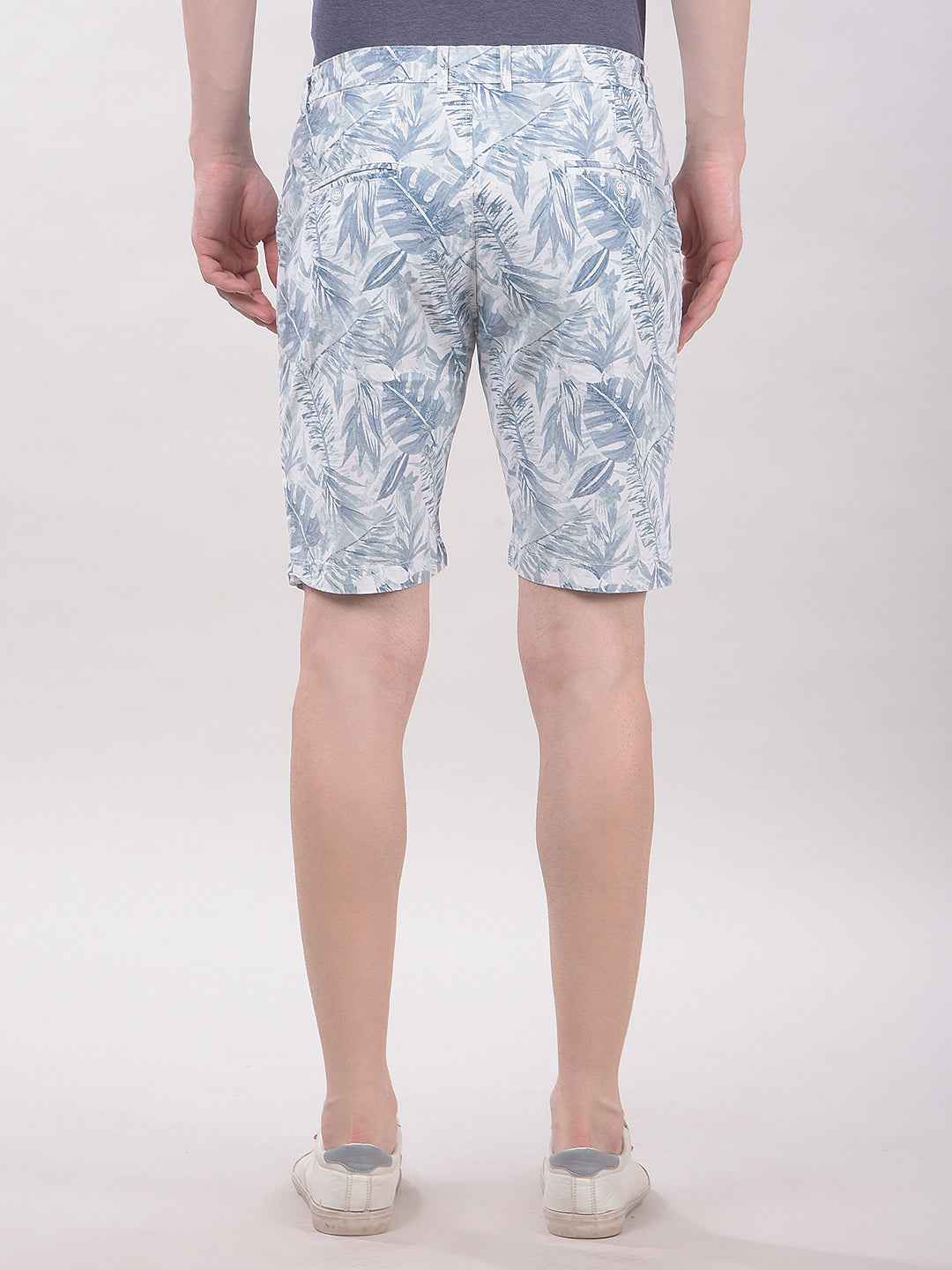 100% Cotton Blue Botanical Print Shorts