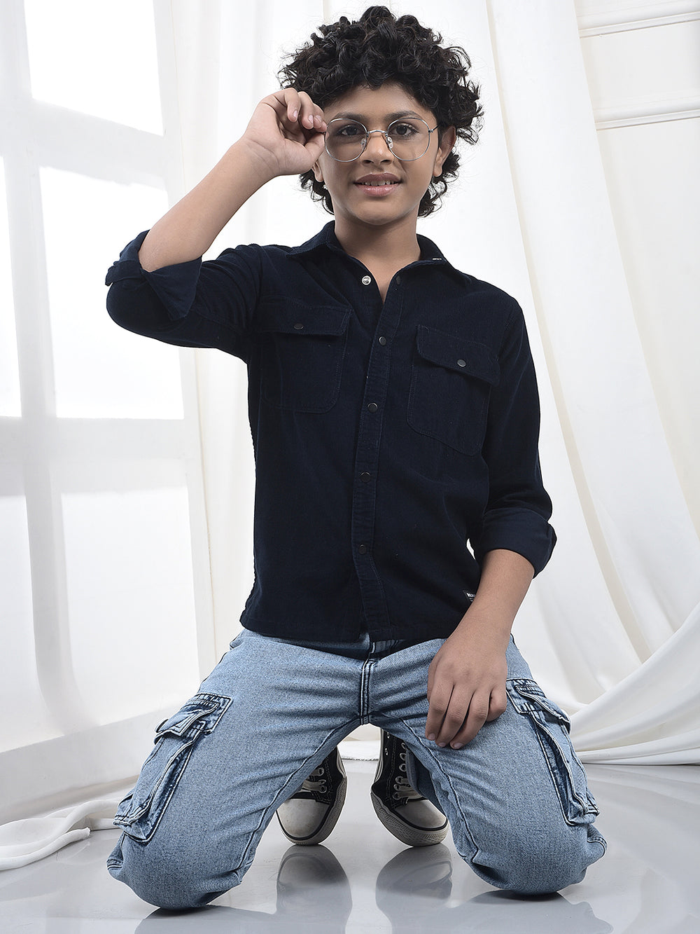 Blue 100% Cotton Corduory Shirt
