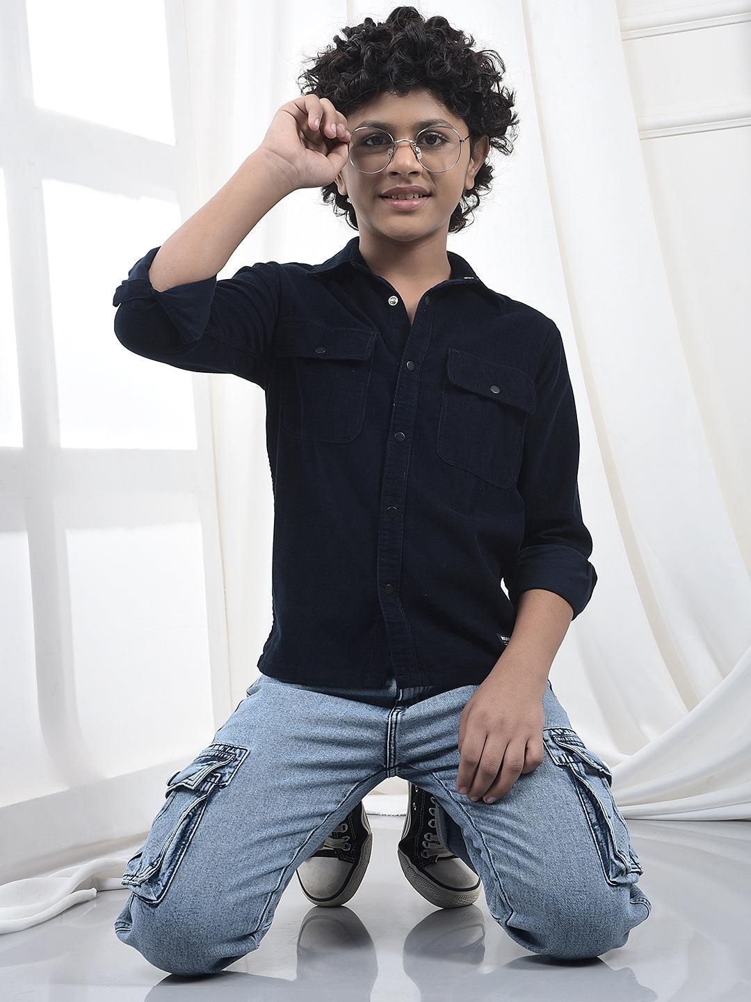 Blue 100% Cotton Corduory Shirt