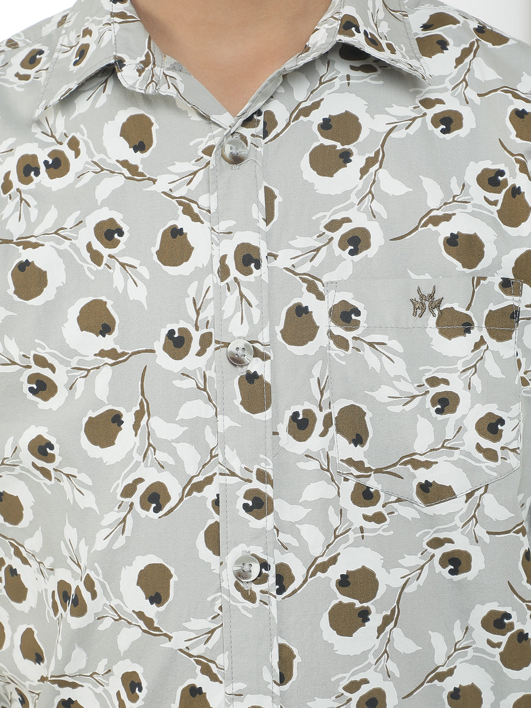 Olive 100% Cotton Abstract Print Shirt
