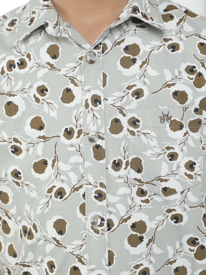 Olive 100% Cotton Abstract Print Shirt