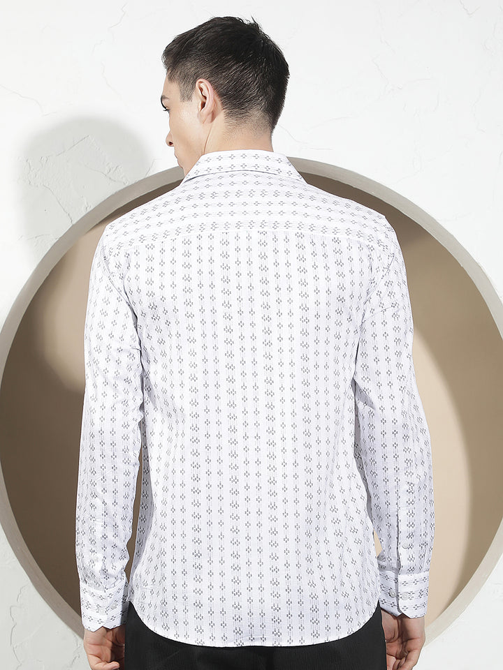White Printed 100% Cotton Shirt