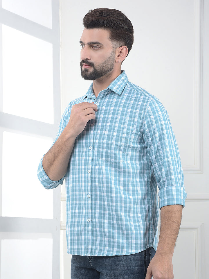 Blue Checked 100% Cotton Shirt
