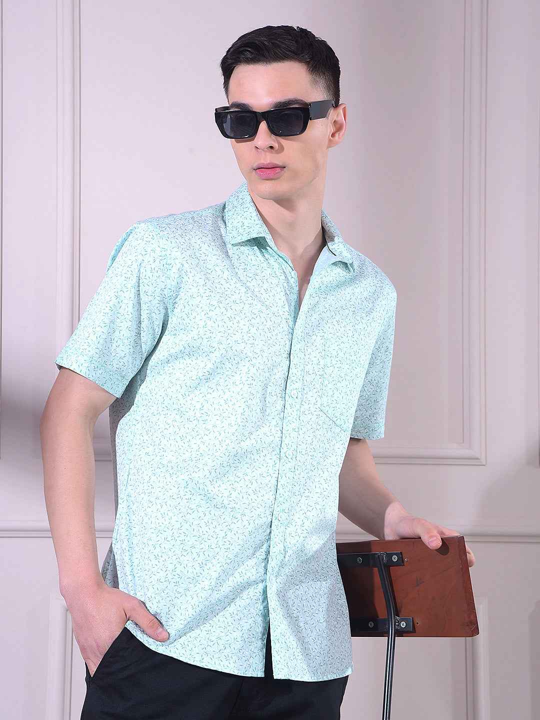 Green Botanical Print Shirt