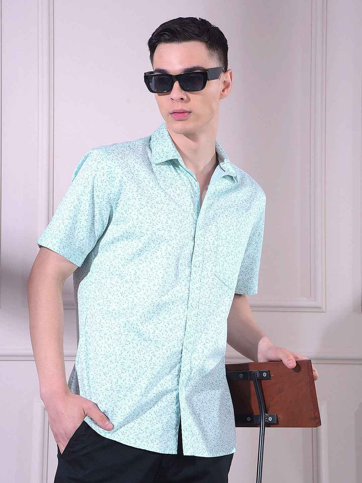 Green Botanical Print Shirt