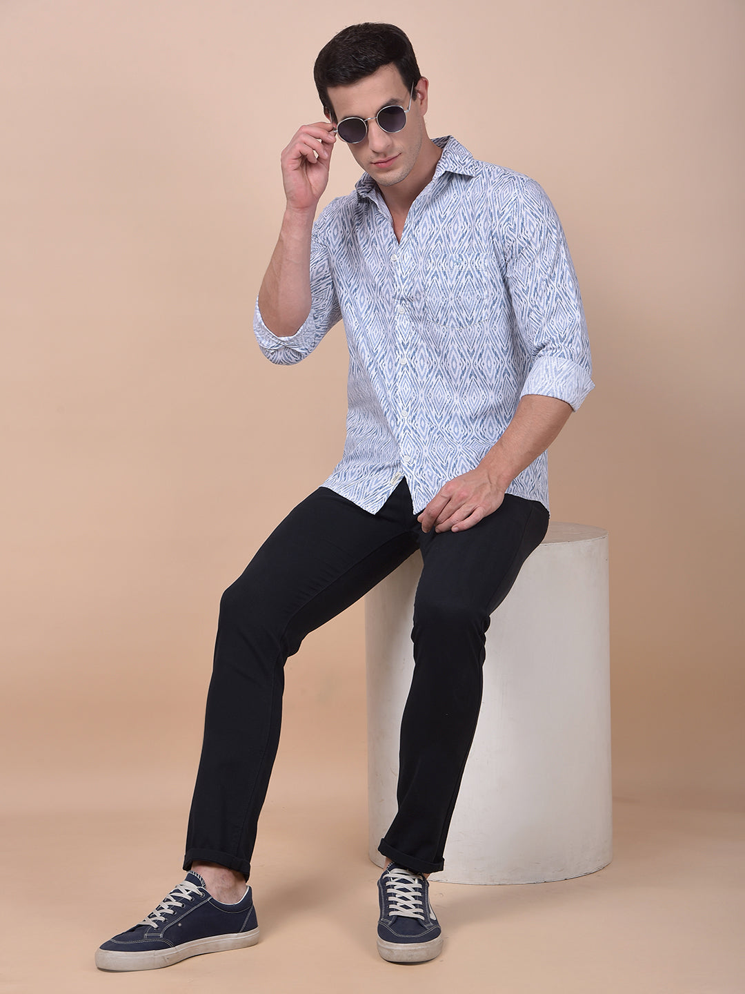 Tailored Trim Blue Printed Shirt