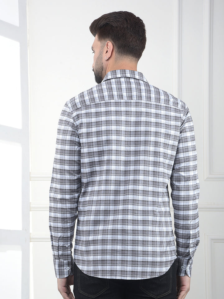 Onyx Grey Checked 100% Cotton Shirt
