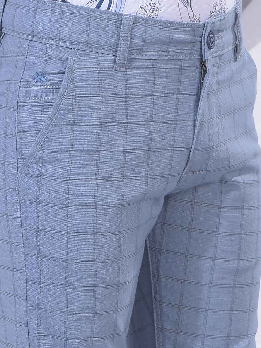Blue Grid Check Trousers