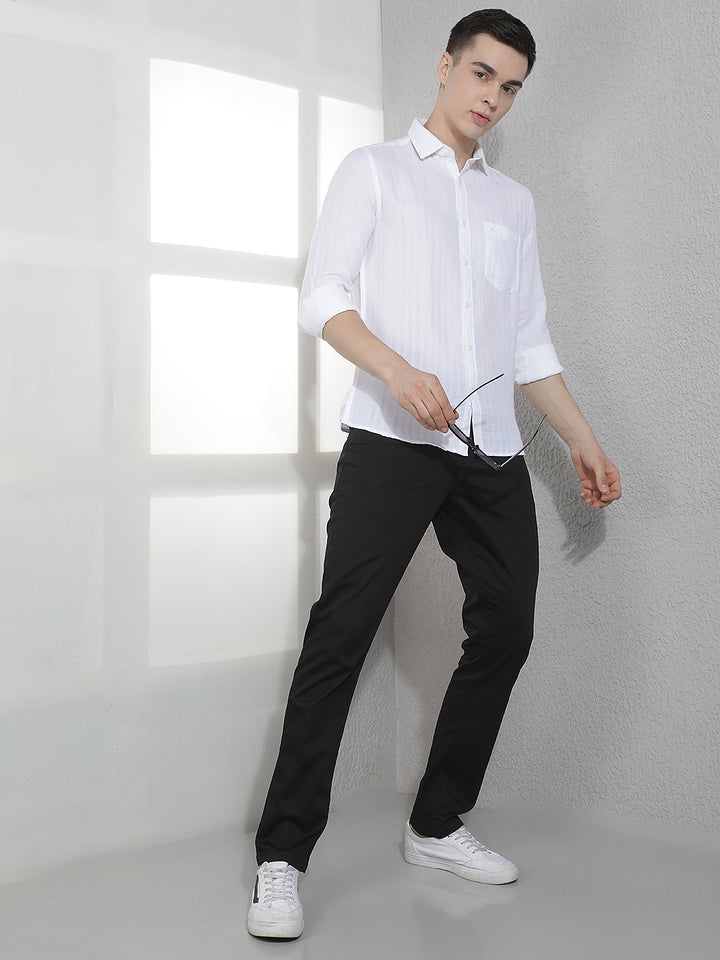 White Vertical Striped Shirt