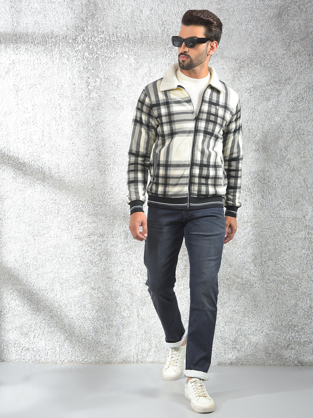 Easy Fit Cream Checked Shacket