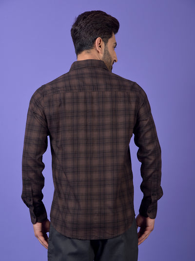 Brown Checked 100% Cotton Shirt