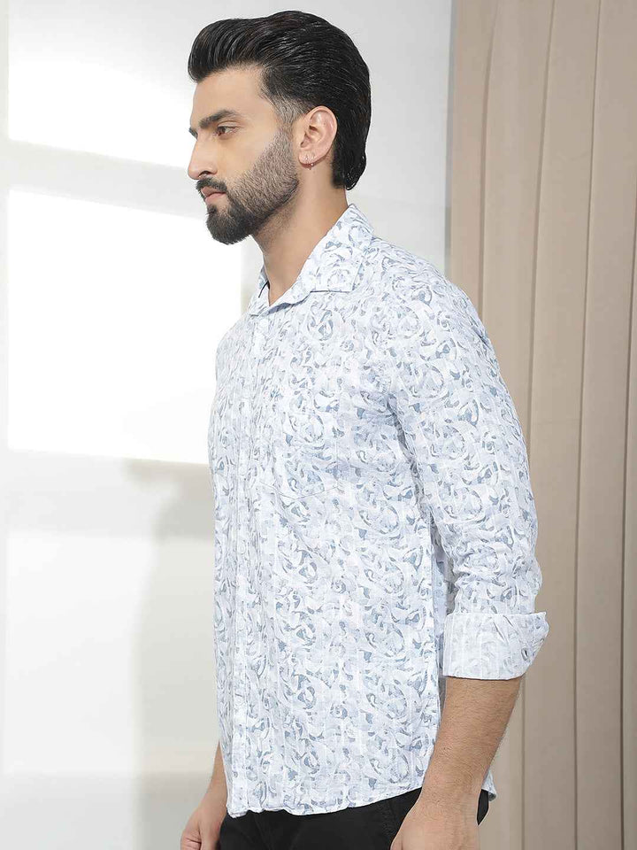 Blue Abstract Print Shirt