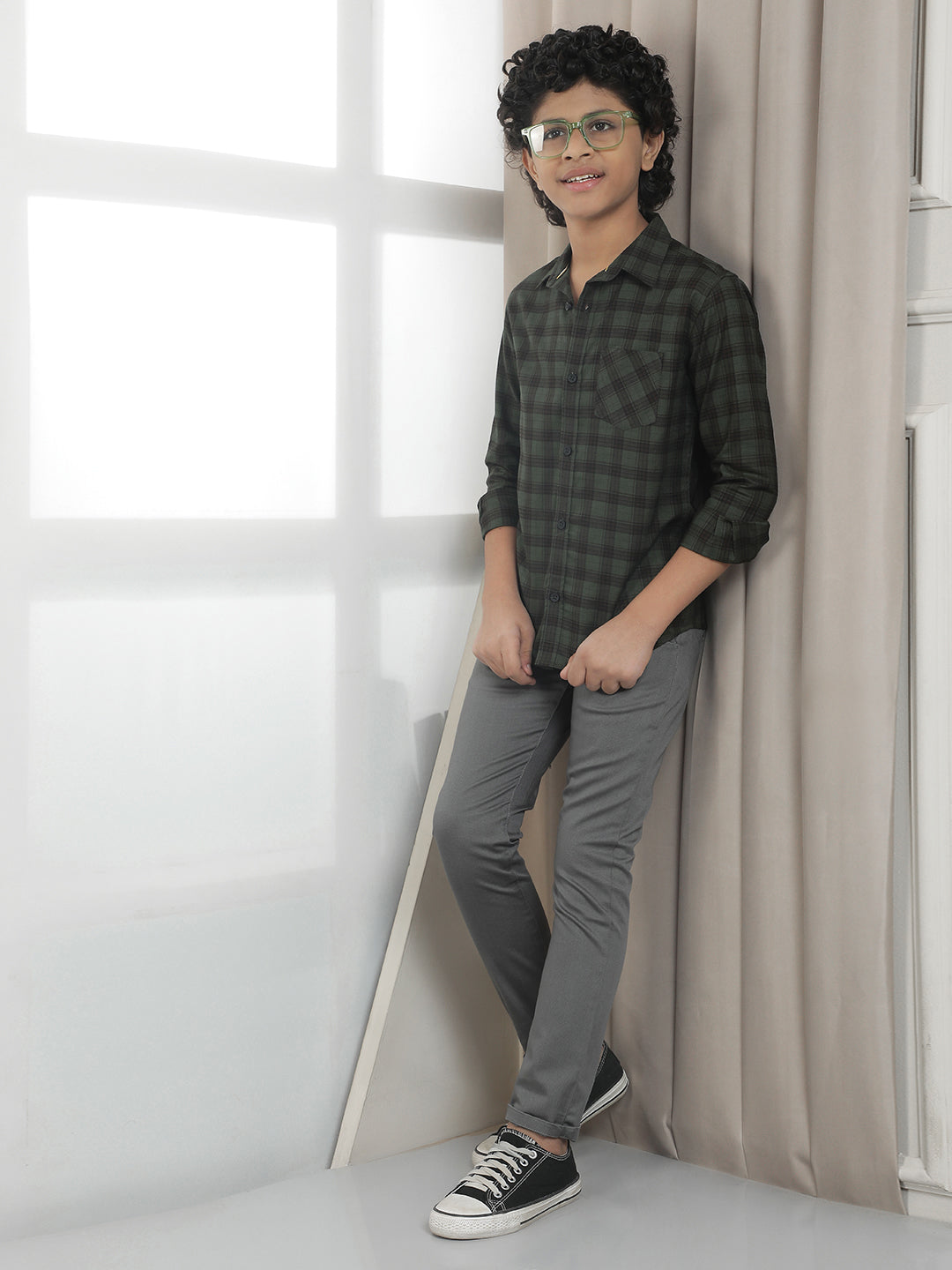 Grey Cotton Stretchable Trousers