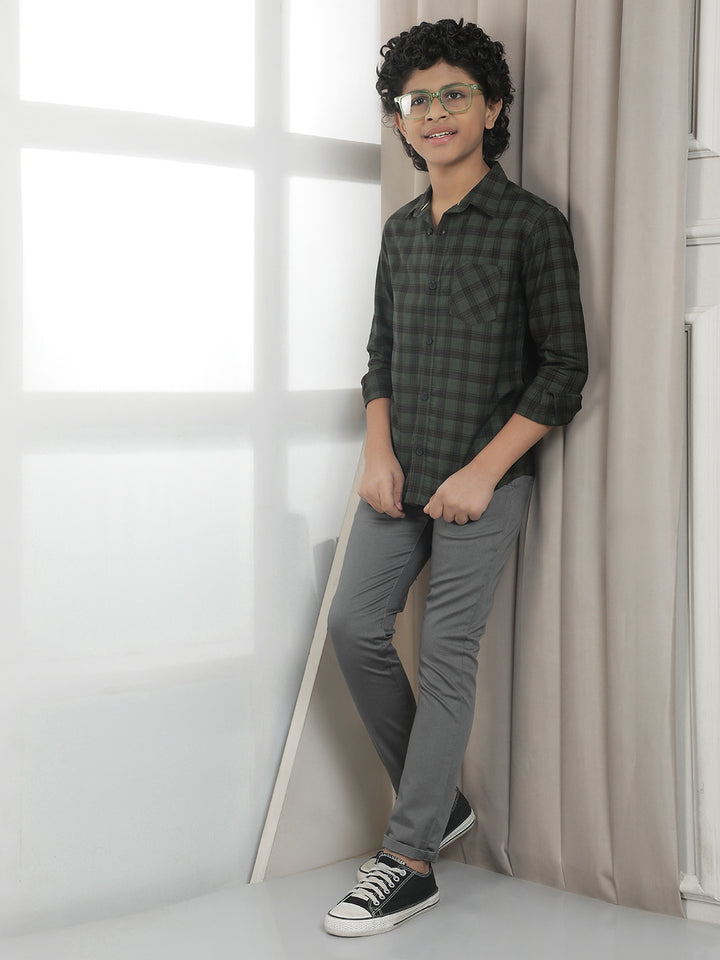 Grey Cotton Stretchable Trousers