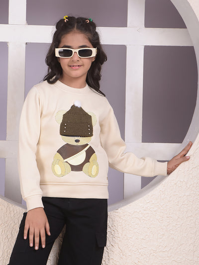 Beige Embroidered Sweatshirt