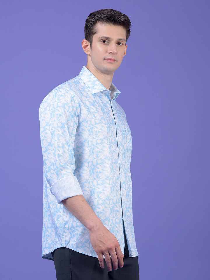 Blue Floral Print Shirt