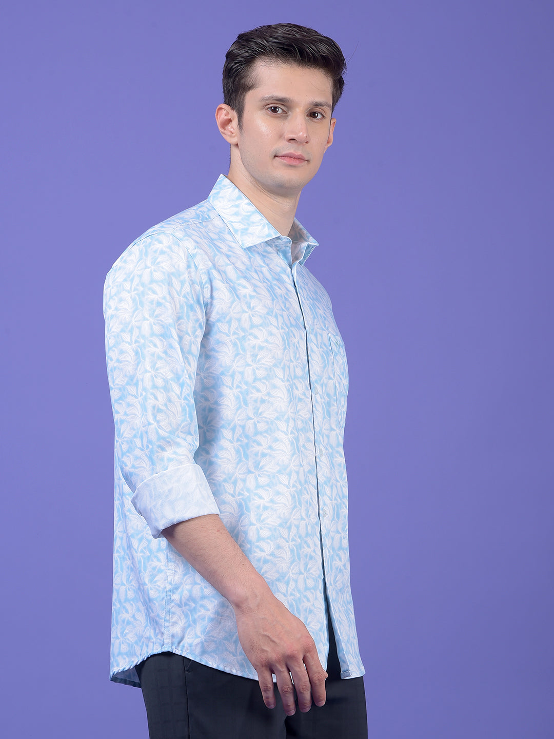 Blue Floral Print Shirt