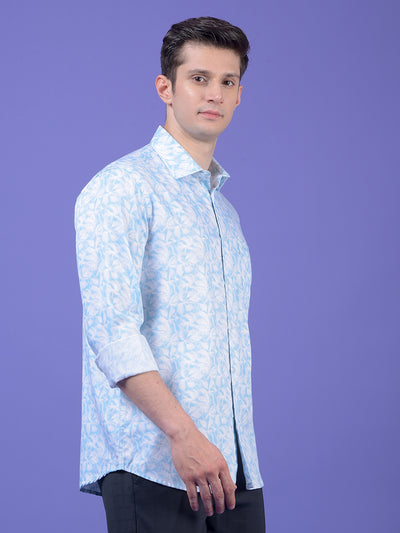 Blue Floral Print Shirt