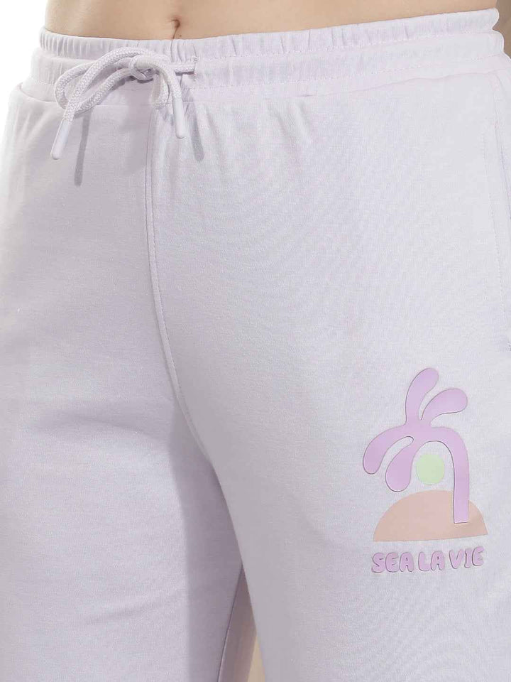 Purple Graphic Print Trackpants