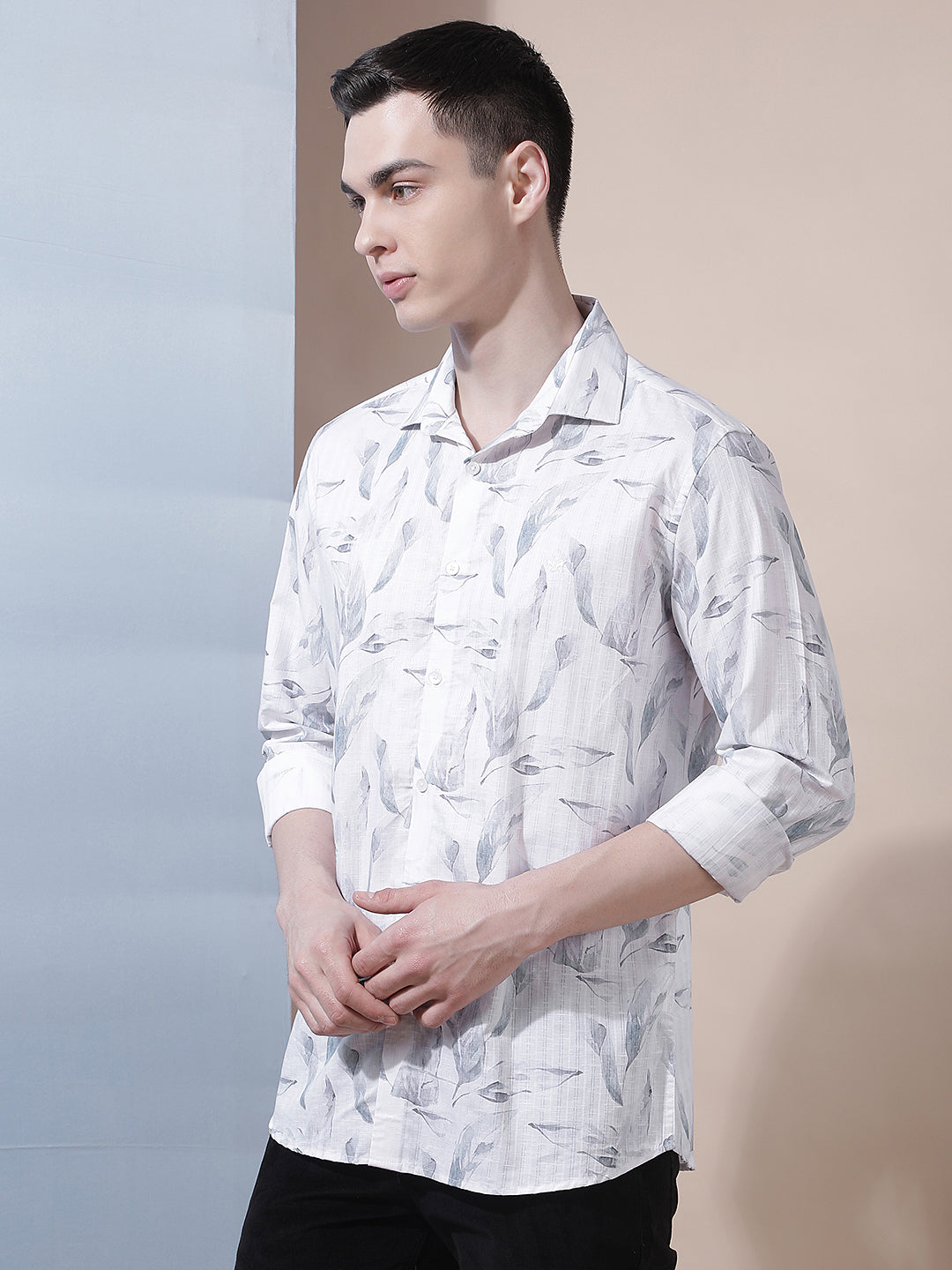 White Floral Print Shirt