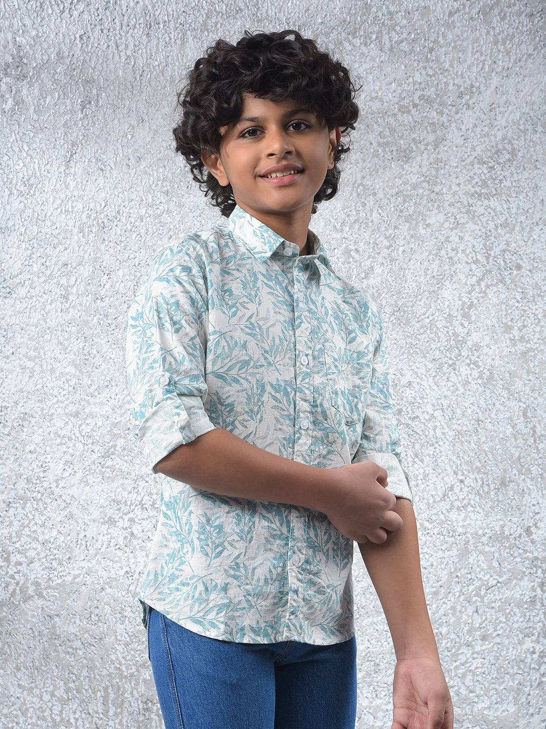 Blue Floral Print 100% Cotton Kurta