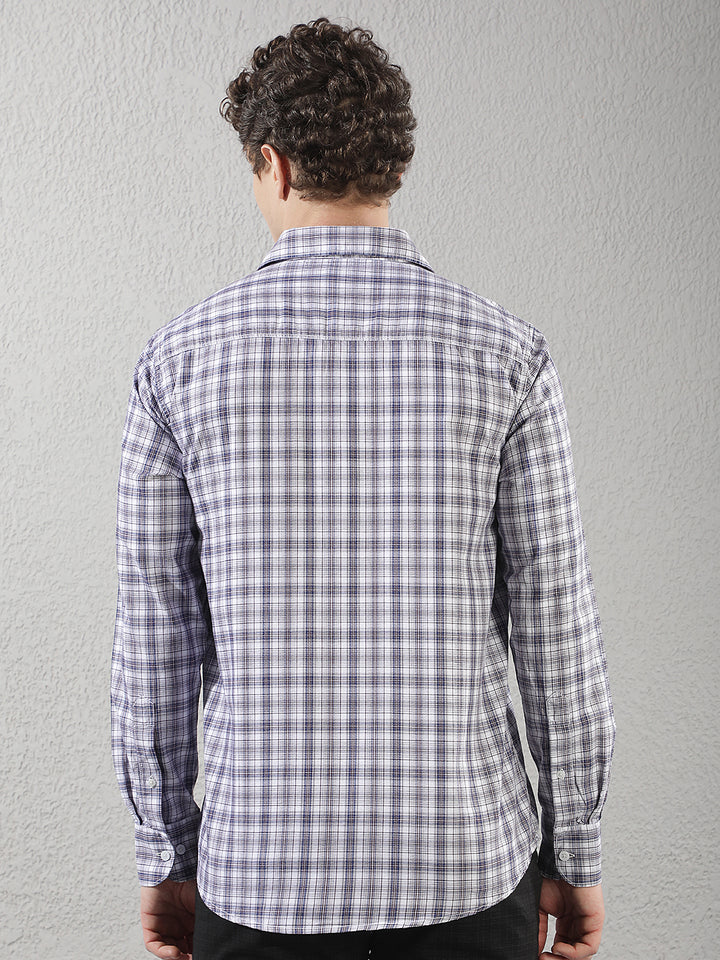 Purple 100% Cotton Checked Shirt