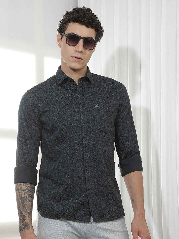 Charcoal Floral Print Shirt