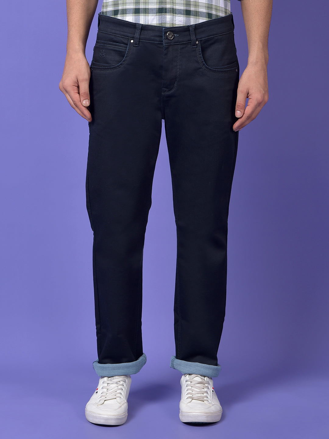 Navy Blue Straight Jeans