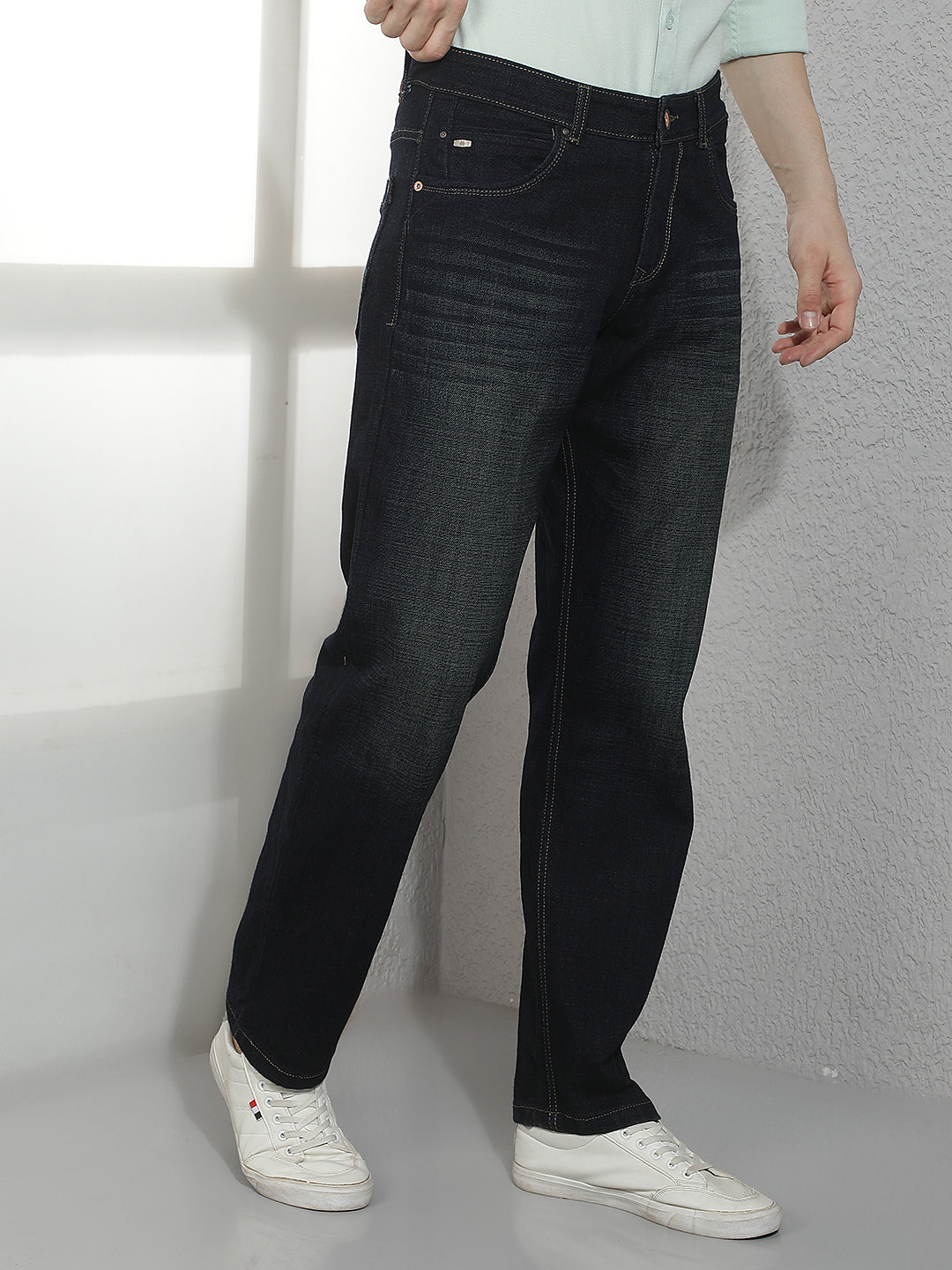 Indigo Blue Straight Faint Relaxed Jeans