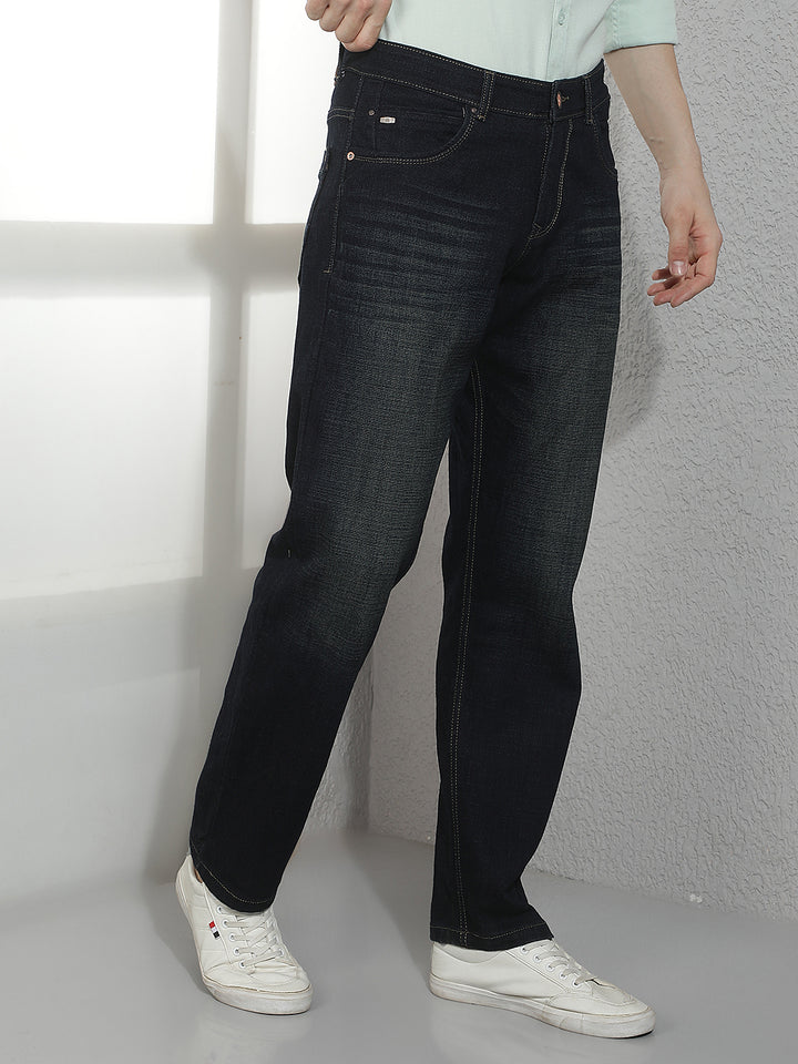 Indigo Blue Straight Faint Relaxed Jeans
