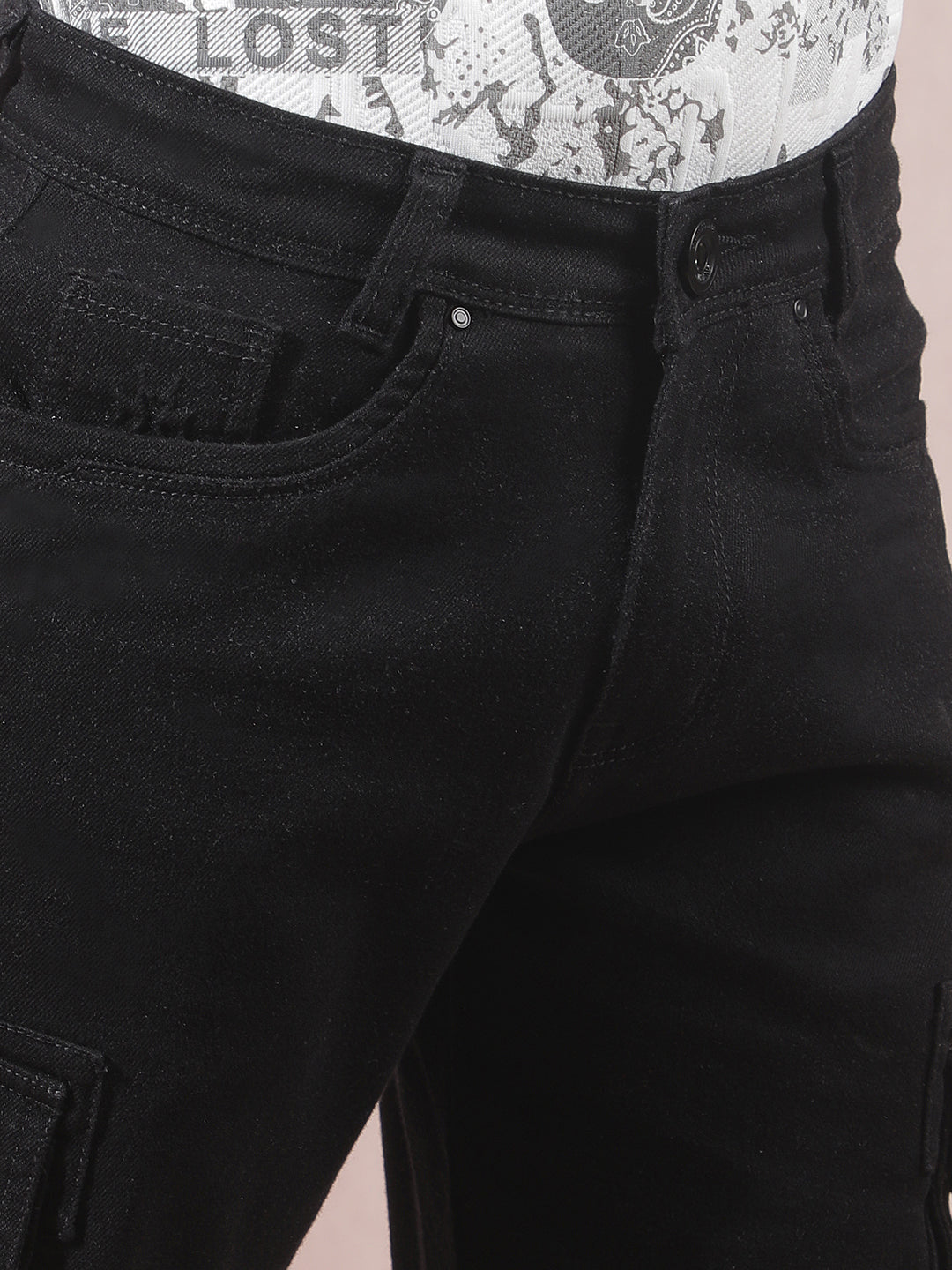 Black Straight Cargo Jeans