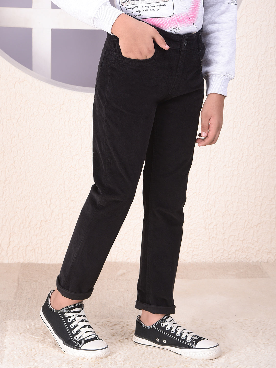 Modern Black Corduroy Trousers