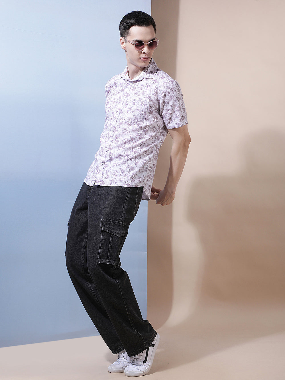 Purple Floral Print Shirt